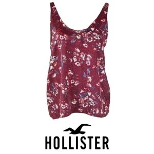 Hollister Floral Crisscross Front Floral Tank Top in Maroon, Size S